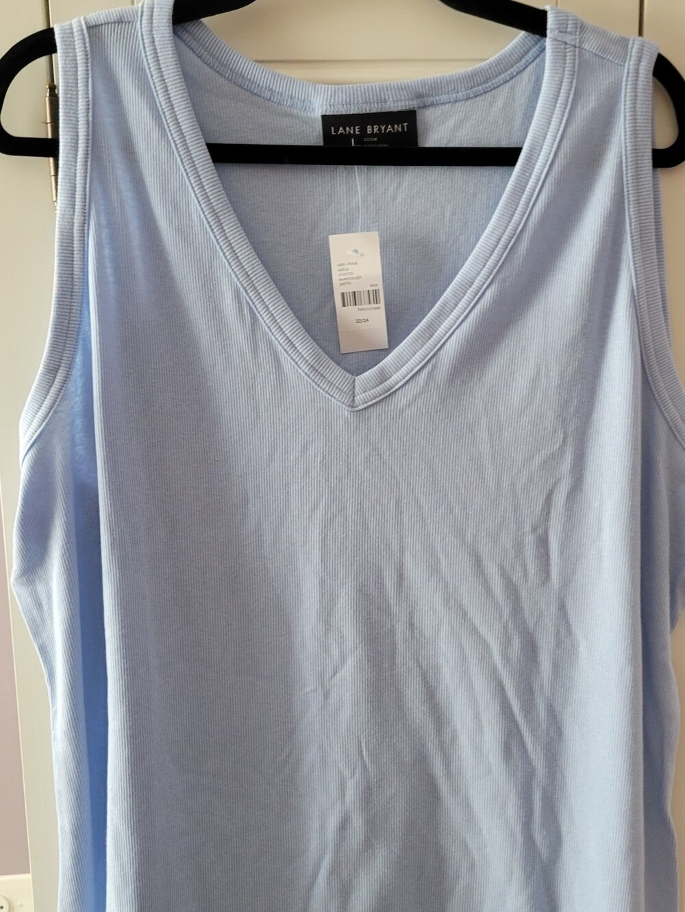 Light Blue Lane Bryant Deep V-Neck Rib Layering Tank 22/24 NWT